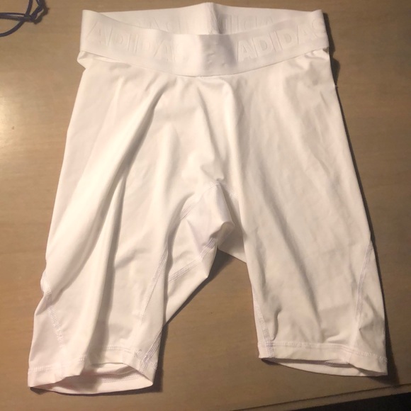 white adidas compression shorts